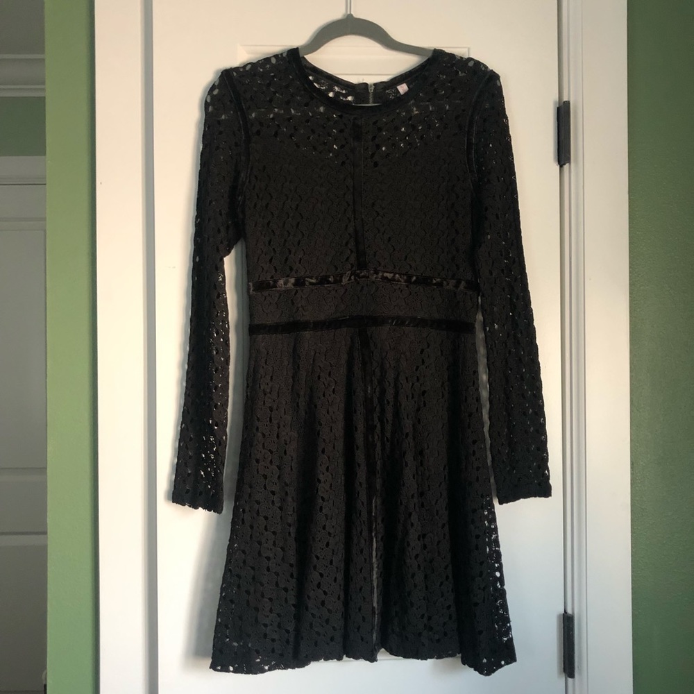 Black lace dress with black velvet details